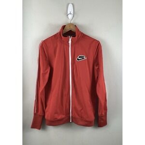 NIKE Track Jacket Womens Large Long Sleeve Zip Up Red White Black (flaws)
